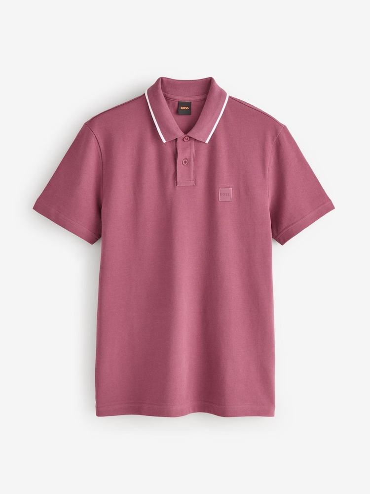 BOSS Red Slim-Fit Passenger Box Logo Tipped Detail Polo Shirt - Image 1 of 2 BOSS Red Slim-Fit Passenger Box Logo Tipped Detail Polo Shirt - Image 1 of 2