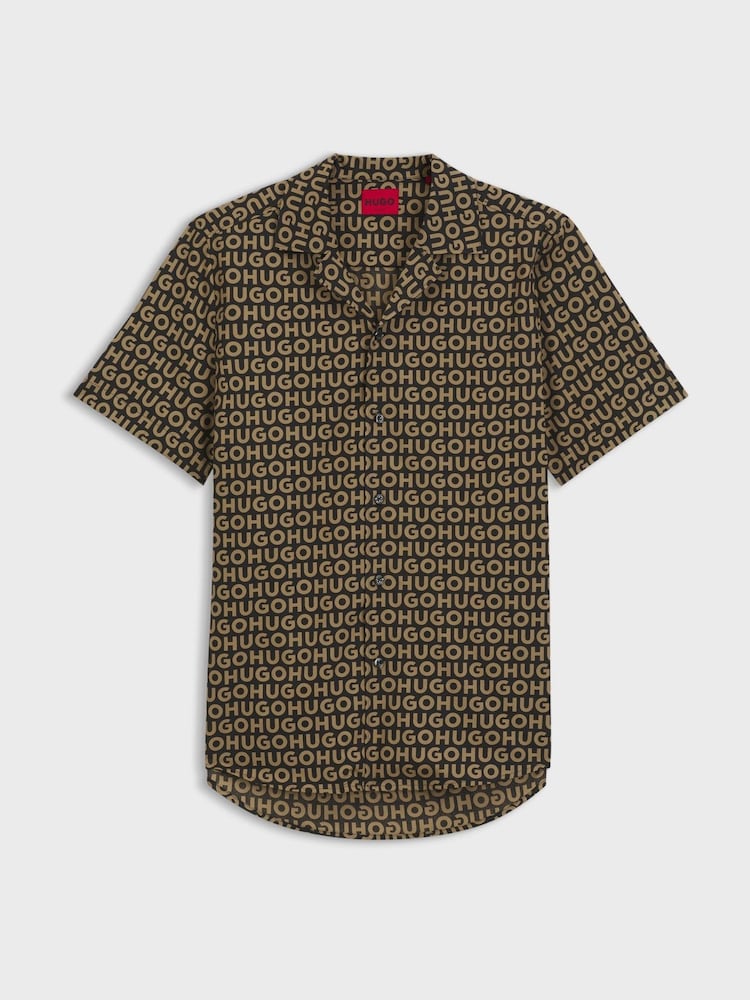 HUGO Brown Ellino Relaxed-Fit Printed Shirt - Image 1 of 1 HUGO Brown Ellino Relaxed-Fit Printed Shirt - Image 1 of 1