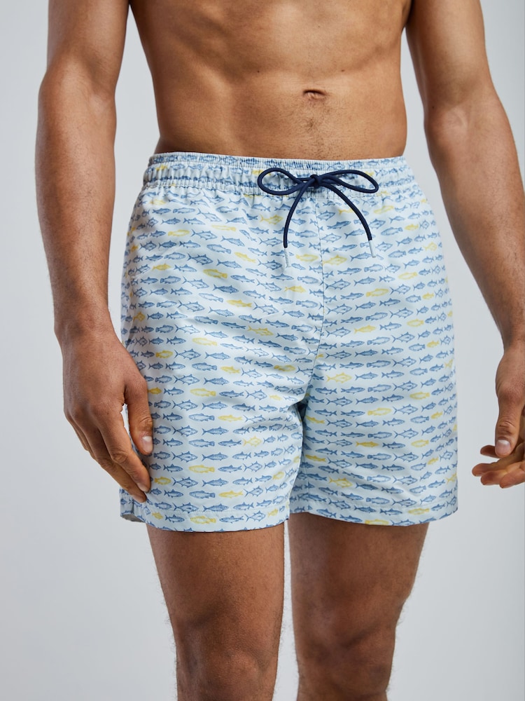 BOSS Blue Danio Printed Swim Shorts - Image 2 of 4 BOSS Blue Danio Printed Swim Shorts - Image 2 of 4