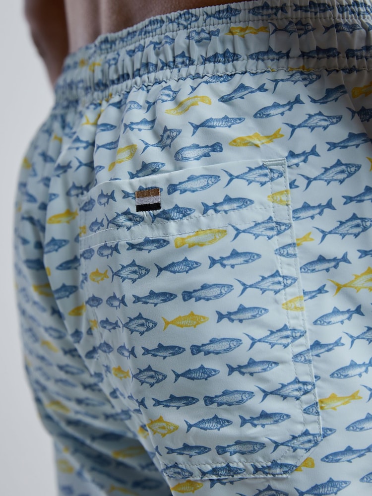 BOSS Blue Danio Printed Swim Shorts - Image 4 of 4 BOSS Blue Danio Printed Swim Shorts - Image 4 of 4
