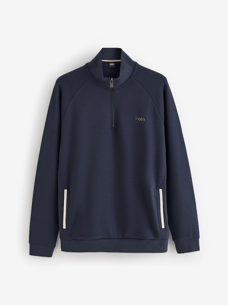 Marineblau - BOSS Sense Regular-Fit Quarter Zip Logo Jumper - Bild 1 von 1 Marineblau - BOSS Sense Regular-Fit Quarter Zip Logo Jumper - Bild 1 von 1