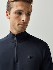 Marineblau - BOSS Sense Regular-Fit Quarter Zip Logo Jumper - Bild 3 von 5