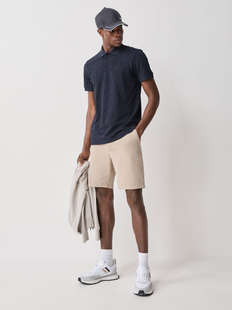 BOSS Navy Logo Printed Tech Polo Shirt - Image 2 of 5 BOSS Navy Logo Printed Tech Polo Shirt - Image 2 of 5