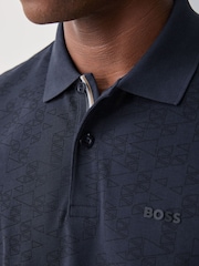 BOSS Navy Logo Printed Tech Polo Shirt - Image 4 of 5