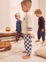 Burgundy/Ecru/Blue Oversized Pyjamas 3 Pack (9mths-10yrs) - Image 2 of 5