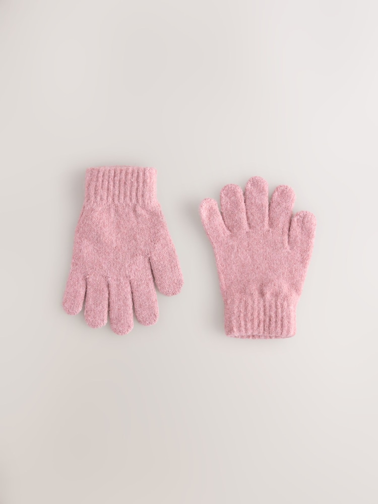 Blush Pink Cosy Knitted Gloves (3-16yrs) - Image 1 of 3