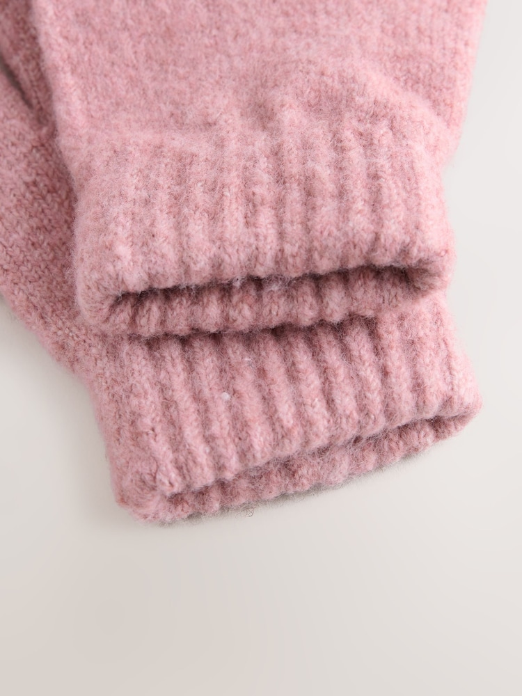 Blush Pink Cosy Knitted Gloves (3-16yrs) - Image 2 of 3