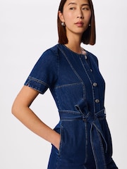 Whistles Blue Button Down Jumpsuit - Image 4 of 4
