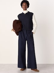 Whistles Blue Wool Cable Detail Knit Tank Top - Image 3 of 5