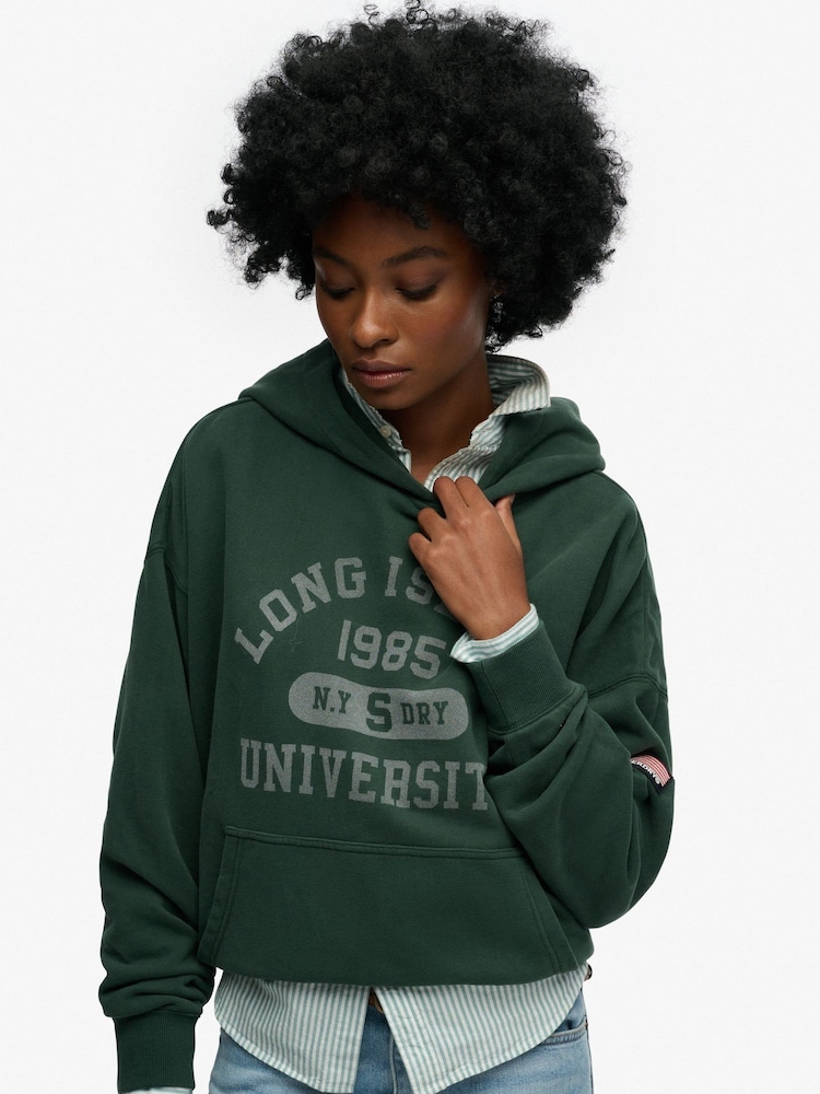 Superdry Green Athletic Essentials Relaxed Hoodie - Image 1 of 6