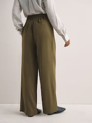 Olive Green Elastic Back Wide Leg Trousers - Image 3 of 7
