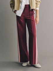 Burgundy Red Side Stripe Tailored Wide Leg Trousers - Image 2 of 7