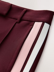 Burgundy Red Side Stripe Tailored Wide Leg Trousers - Image 7 of 7