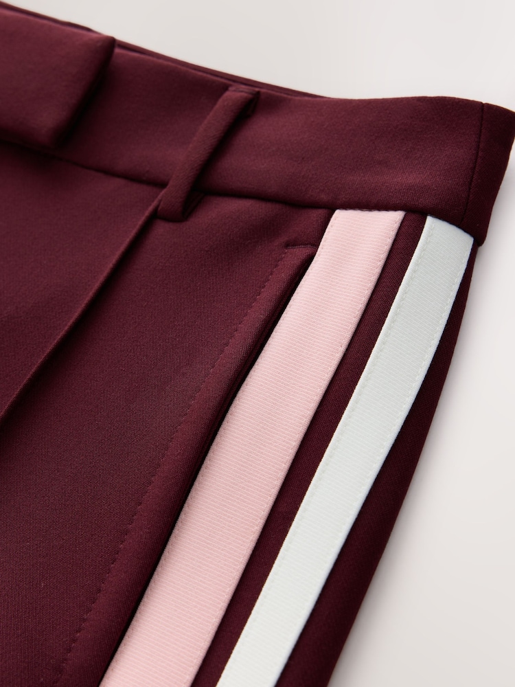 Burgundy Red Side Stripe Tailored Wide Leg Trousers - Image 7 of 7 Burgundy Red Side Stripe Tailored Wide Leg Trousers - Image 7 of 7
