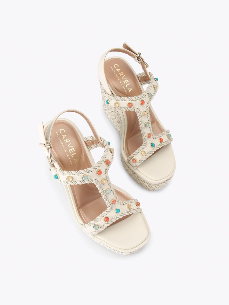 Carvela Cream Sorella Wedge Sandals - Image 2 of 4