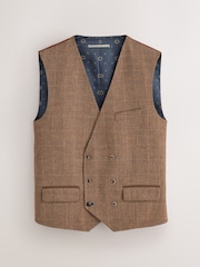 Rūdžių ruda - N. Premium Tailored Fit Wool Blend Trimmed Check Suit Waistcoat - 6 paveikslėlis iš 9