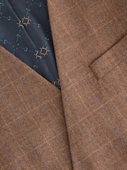 Rūdžių ruda - N. Premium Tailored Fit Wool Blend Trimmed Check Suit Waistcoat - 9 paveikslėlis iš 9