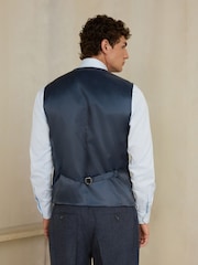 Navy Slim Fit Wool Blend Flannel Suit Waistcoat - Image 5 of 5