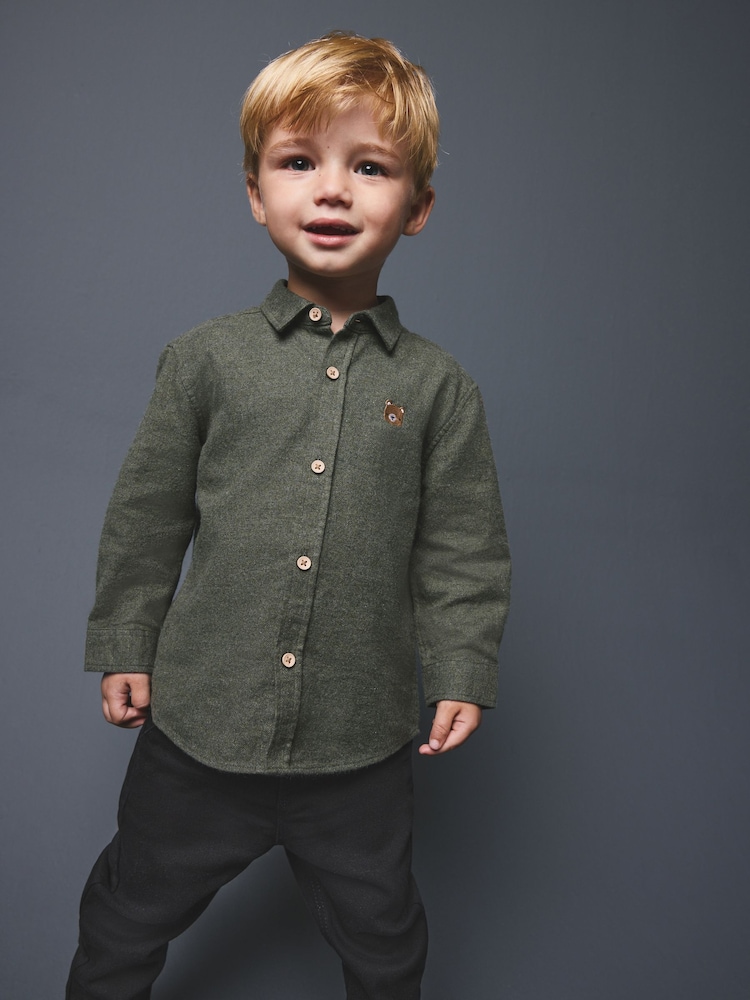 Green Bear Long Sleeve Melange Brushed Character Shirt (3mths-7yrs) - Image 1 of 3 Green Bear Long Sleeve Melange Brushed Character Shirt (3mths-7yrs) - Image 1 of 3