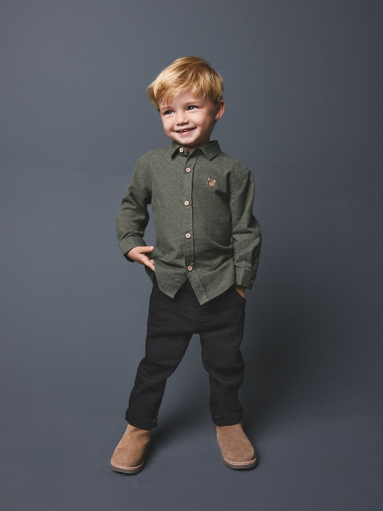 Green Bear Long Sleeve Melange Brushed Character Shirt (3mths-7yrs) - Image 2 of 3 Green Bear Long Sleeve Melange Brushed Character Shirt (3mths-7yrs) - Image 2 of 3