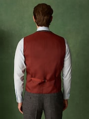 رمادي رمادي داكن - Tailored Fit Trimmed Dogtooth Wool Blend Suit Waistcoat - Image 3 of 9