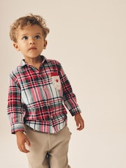 Red/Ecru Character Long Sleeve Tartan Check Shirt (3mths-10yrs) - Image 1 of 8