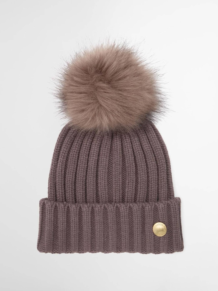 Barbour® International Brown Conway Knitted Beanie Hat - Image 1 of 3