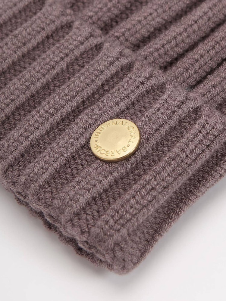 Barbour® International Brown Conway Knitted Beanie Hat - Image 3 of 3