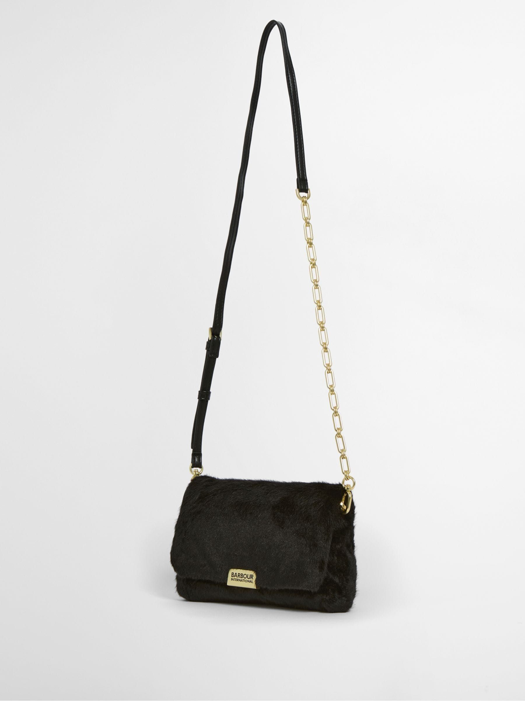 Barbour International Women's Black Faux Fur Cross-Body Bag
