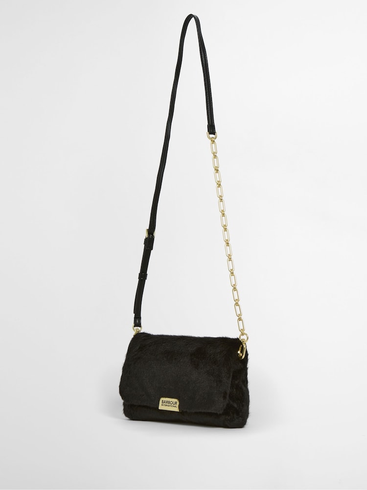 Barbour® International Black Faux Fur Cross-Body Bag - Image 2 of 7 Barbour® International Black Faux Fur Cross-Body Bag - Image 2 of 7