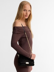 Barbour® International Black Faux Fur Cross-Body Bag - Image 5 of 7