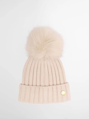 Barbour® International White Conway Knitted Beanie Hat - Image 1 of 3