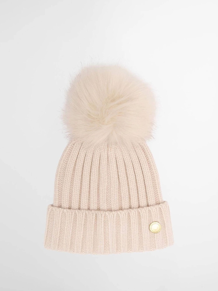 Barbour® International White Conway Knitted Beanie Hat - Image 1 of 3