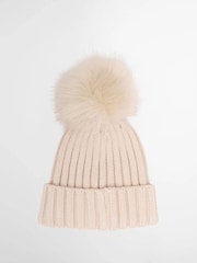Barbour® International White Conway Knitted Beanie Hat - Image 2 of 3
