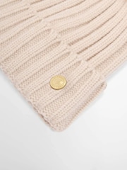 Barbour® International White Conway Knitted Beanie Hat - Image 3 of 3