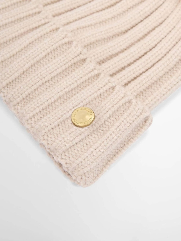 Barbour® International White Conway Knitted Beanie Hat - Image 3 of 3
