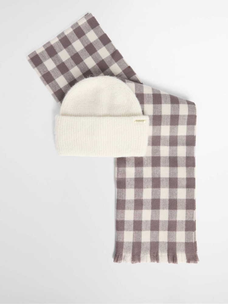 Barbour® International Brown Kemora Beanie & Scarf Gift Set - Image 1 of 6