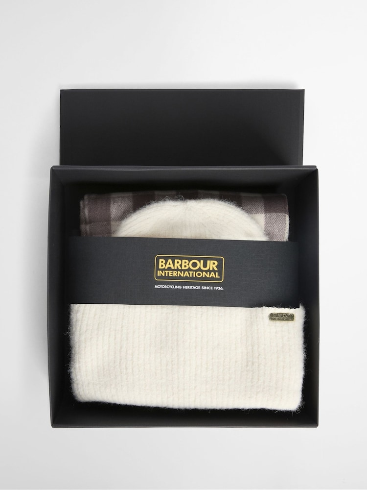 Barbour® International Brown Kemora Beanie & Scarf Gift Set - Image 6 of 6