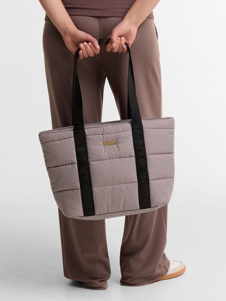 Barbour® International Brown Monaco Check Tote Bag - Image 2 of 2 Barbour® International Brown Monaco Check Tote Bag - Image 2 of 2