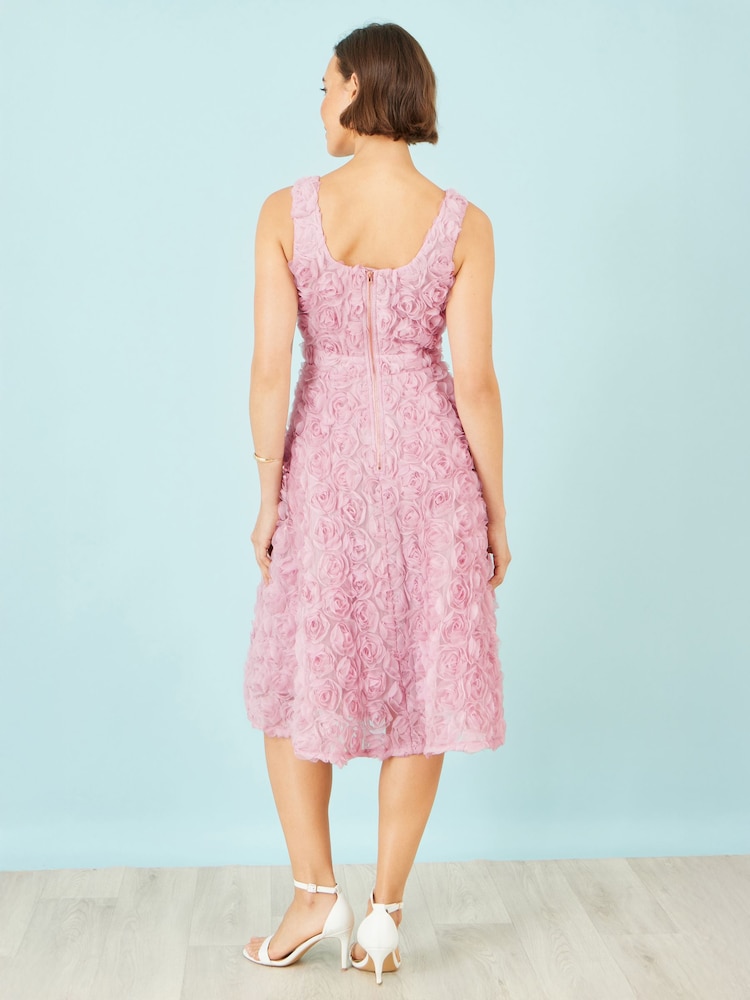 Yumi Pink Appliqué Floral Skater Dress - Image 5 of 5 Yumi Pink Appliqué Floral Skater Dress - Image 5 of 5