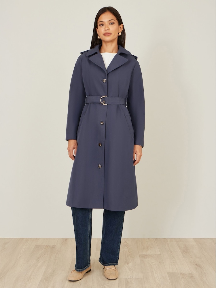 Yumi Blue Belted Trench Coat With Belt - Image 2 of 5