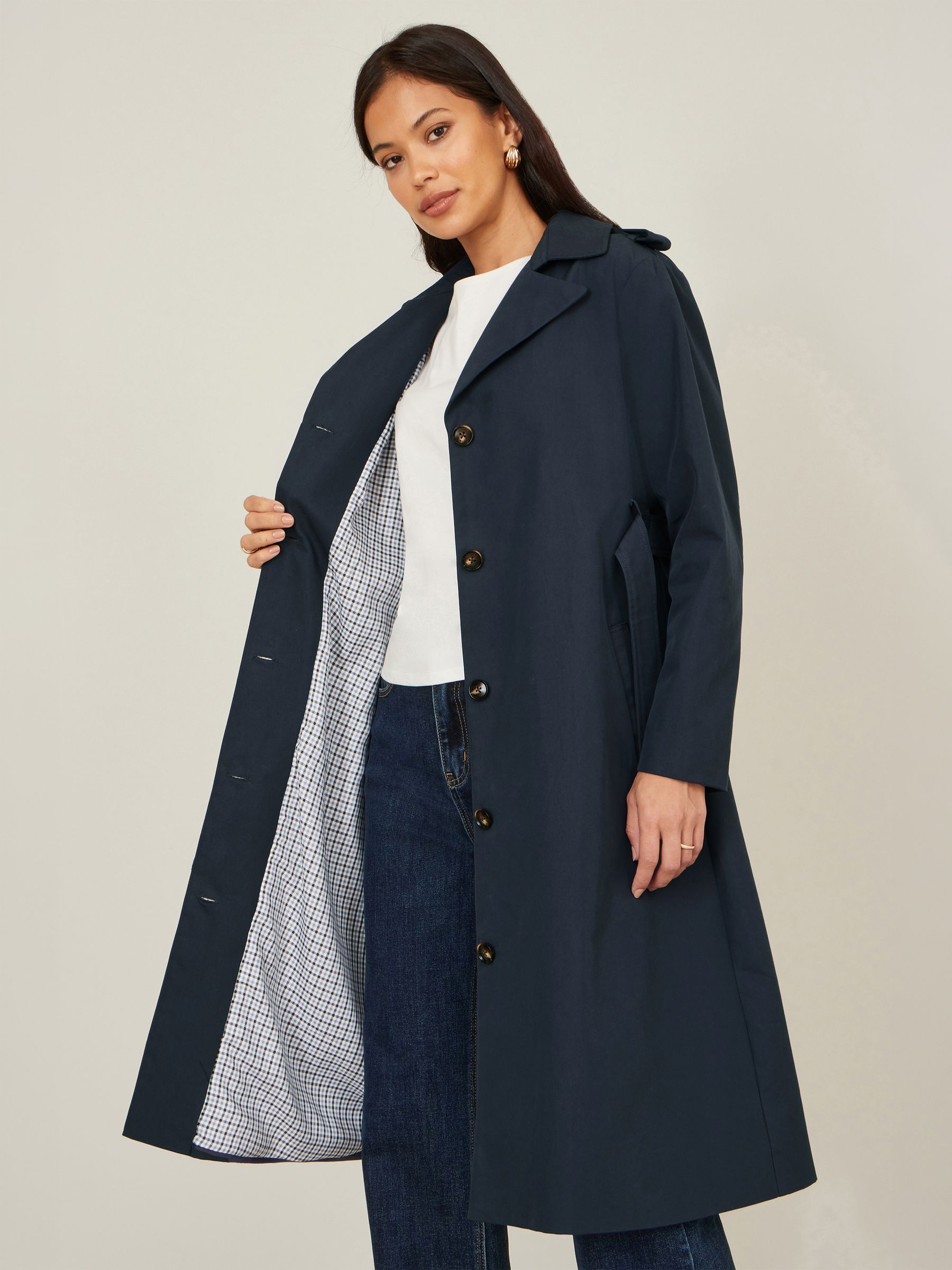 Buy Yumi Blue Belted Trench Coat With Belt from Next USA