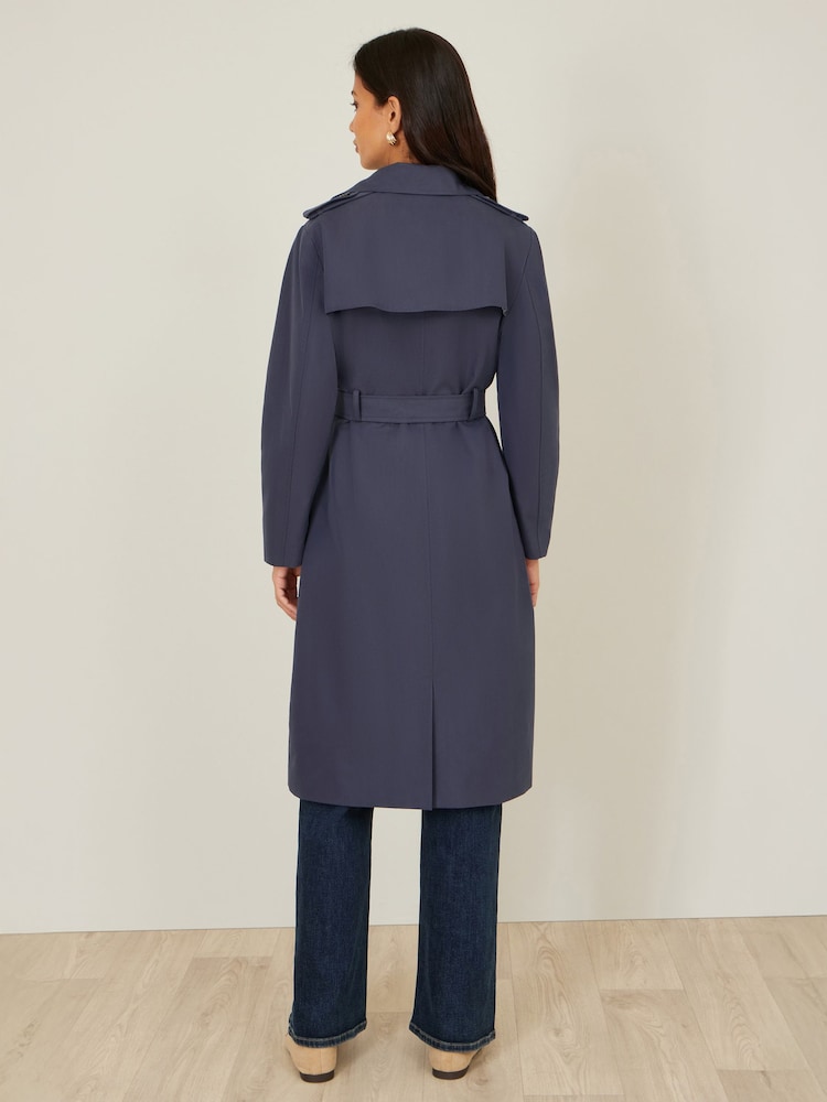 Yumi Blue Belted Trench Coat With Belt - Image 5 of 5