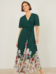 Πράσινο - Φόρεμα Yumi Mesh με μίντι κρουαζέ σχέδιο και φλοράλ τελείωμα - Εικόνα 1 από 5