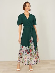 Πράσινο - Φόρεμα Yumi Mesh με μίντι κρουαζέ σχέδιο και φλοράλ τελείωμα - Εικόνα 4 από 5