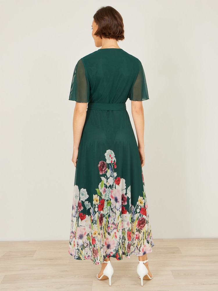 Πράσινο - Φόρεμα Yumi Mesh με μίντι κρουαζέ σχέδιο και φλοράλ τελείωμα - Εικόνα 5 από 5