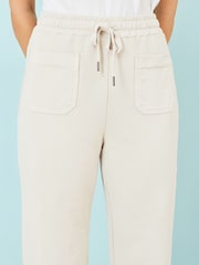 Yumi Natural Relaxed Stretch Wide Leg Trousers With Pockets - Image 3 of 4