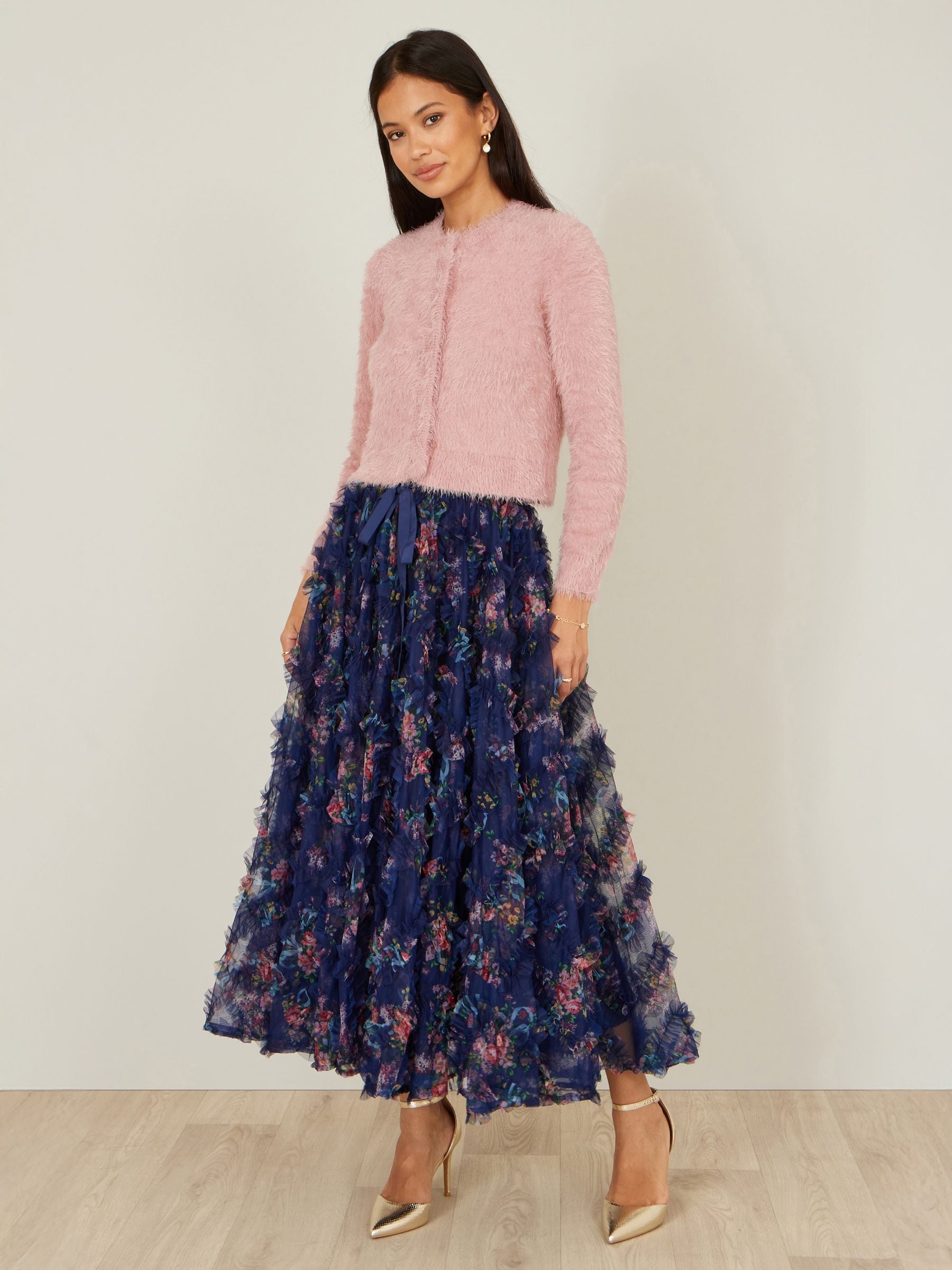 Buy Yumi Pink Eyelash Knit Cropped Cardigan from Next Canada