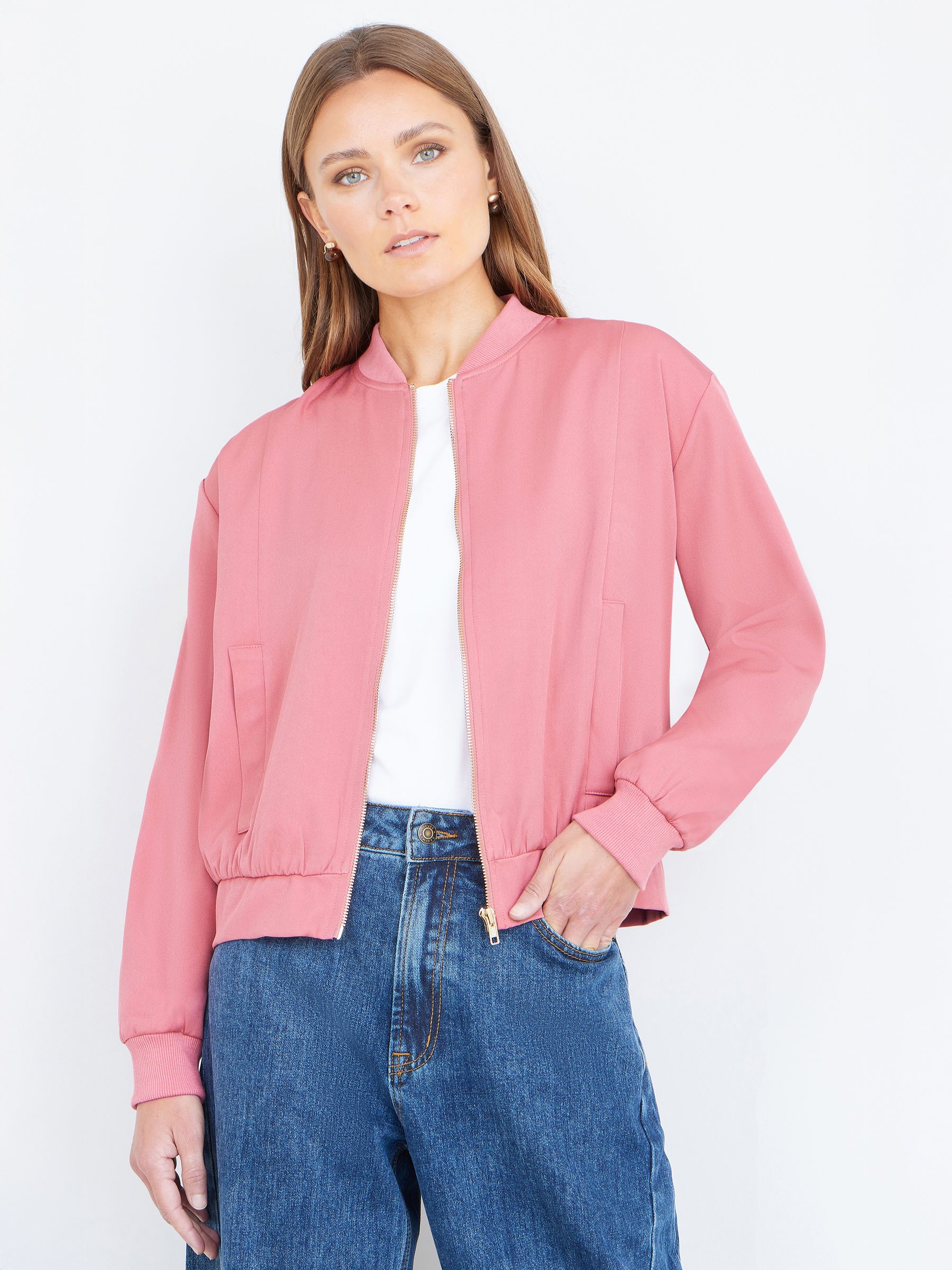 Yumi Women's Pink Relaxed Lightweight Bomber Jacket Size 18 - Image 5