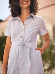 Yumi Blue Chambray Light Denim Button Jumpsuit - Image 3 of 5